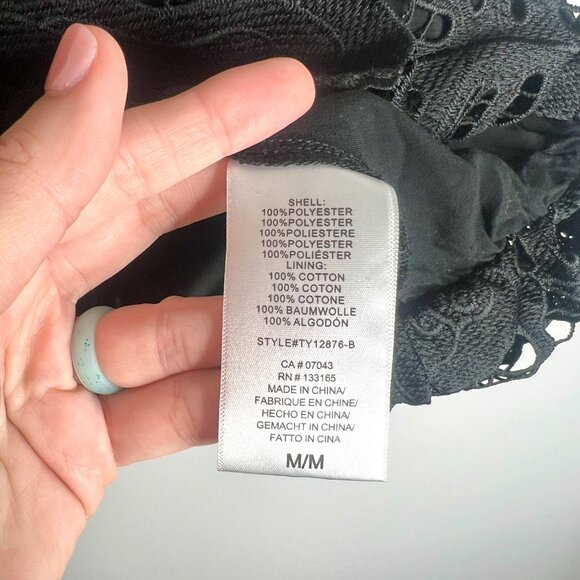 Anthropologie Eri + Ali Lace Overlay Blouson Sleeve Boxy Top Minimalist Preppy M - Picture 5 of 6